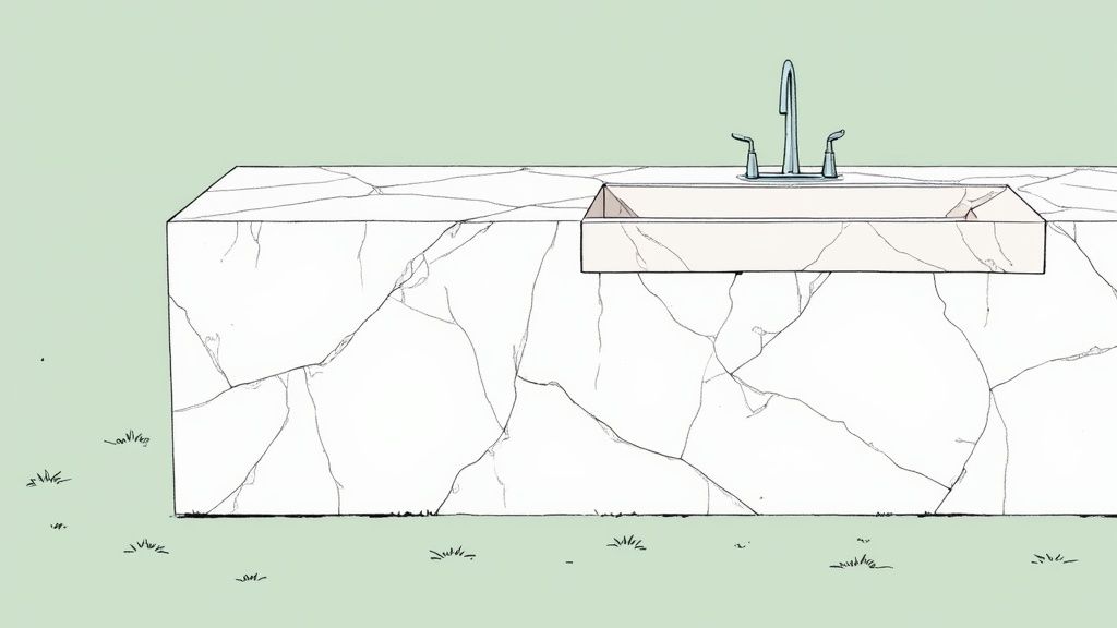 Natural Stone and Marble Countertops with Waterfall Edges