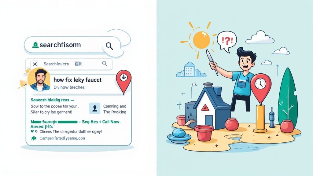 A friendly contractor talks with a homeowner at their front door, symbolizing a successful lead.