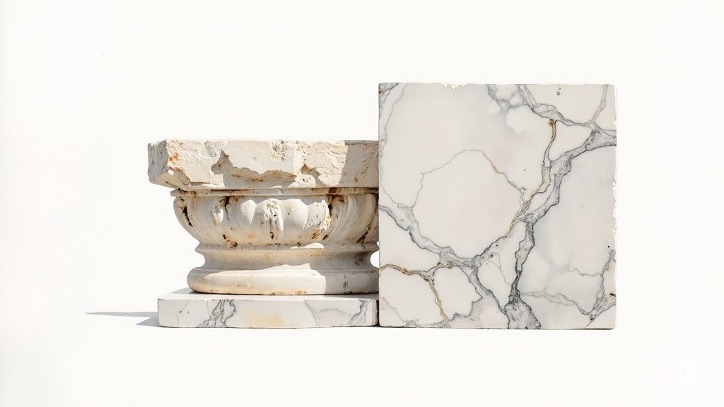 A historic stone building with intricate carvings, showcasing the material's longevity and timeless beauty.