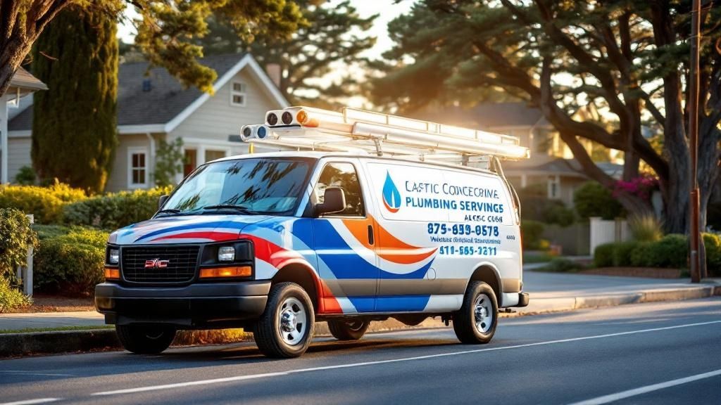 A professional plumber in a blue uniform inspecting pipes under a kitchen sink.