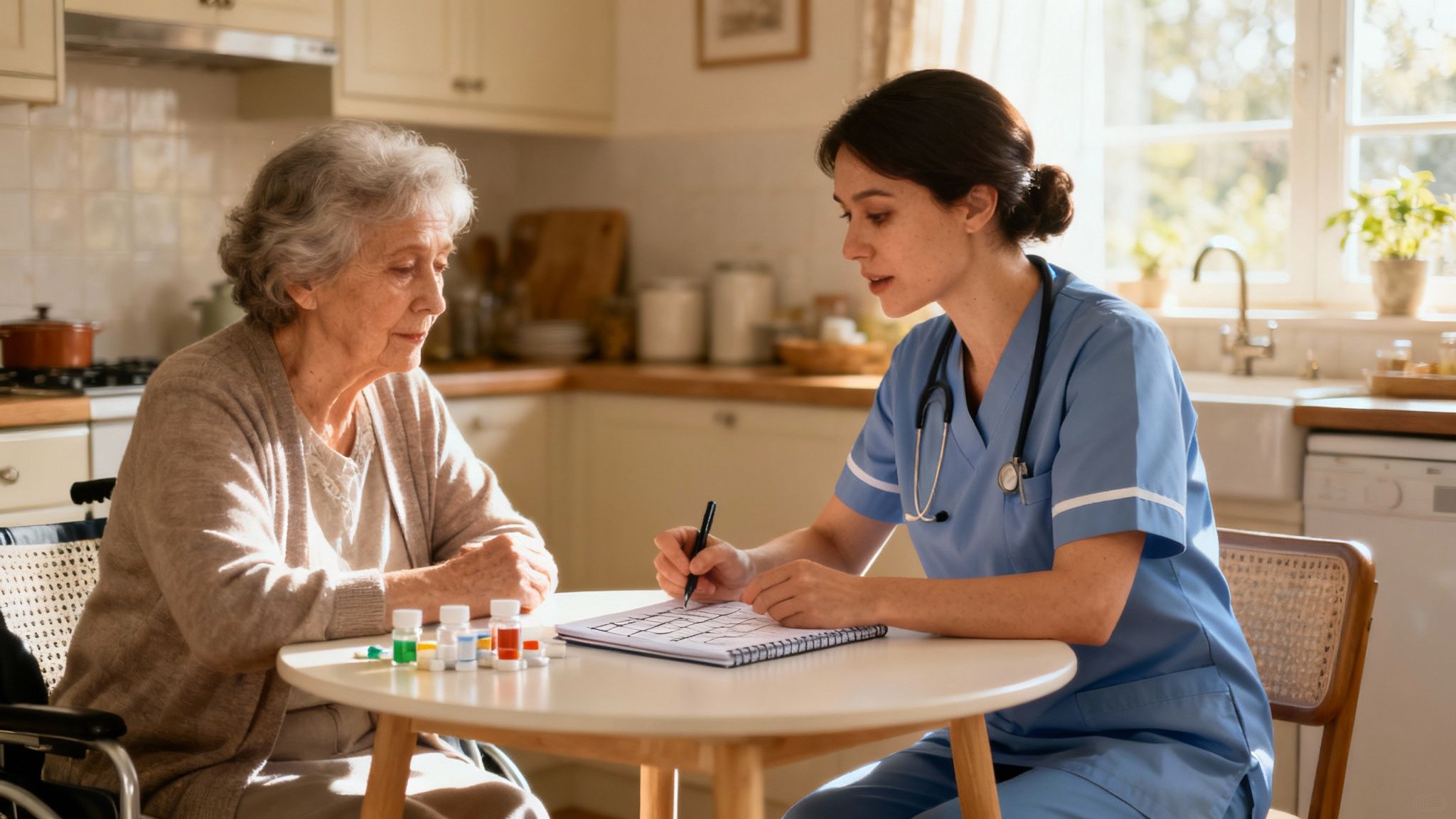 An experienced nurse from Central Coast VNA & Hospice provides comforting care to a patient at home.