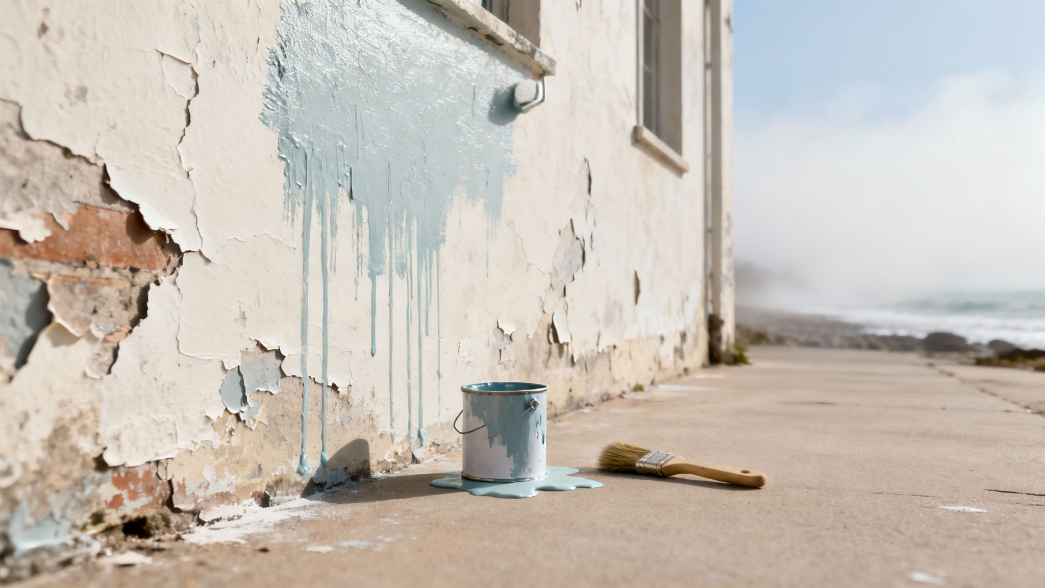 A painter carefully taping the edges of a window frame before painting