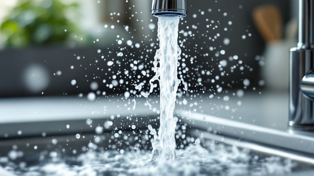 A close-up of a pressure gauge on a pipe showing high pressure in the red zone.