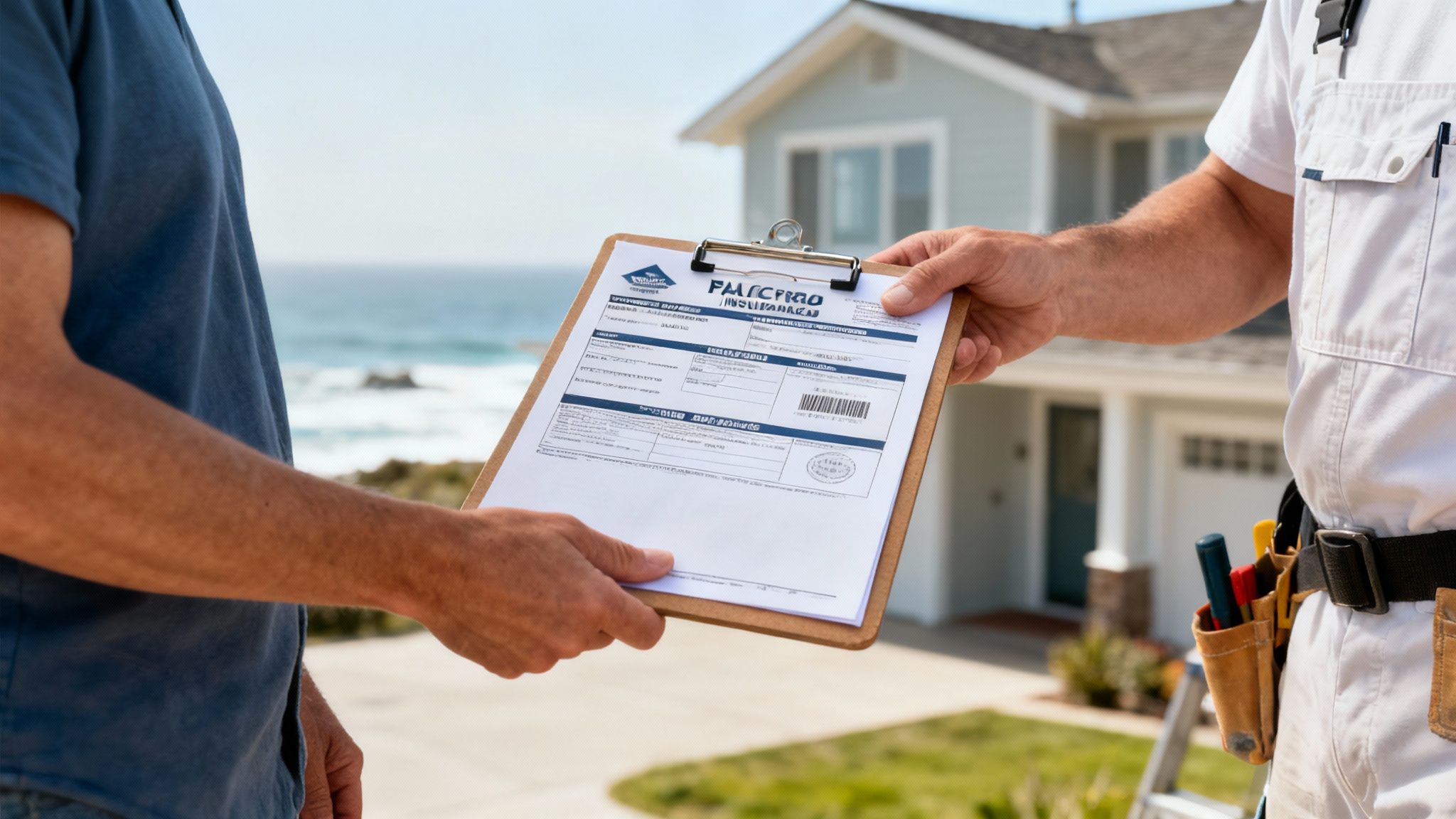 A freshly painted coastal home in Pacific Grove with a pristine white finish and dark trim.