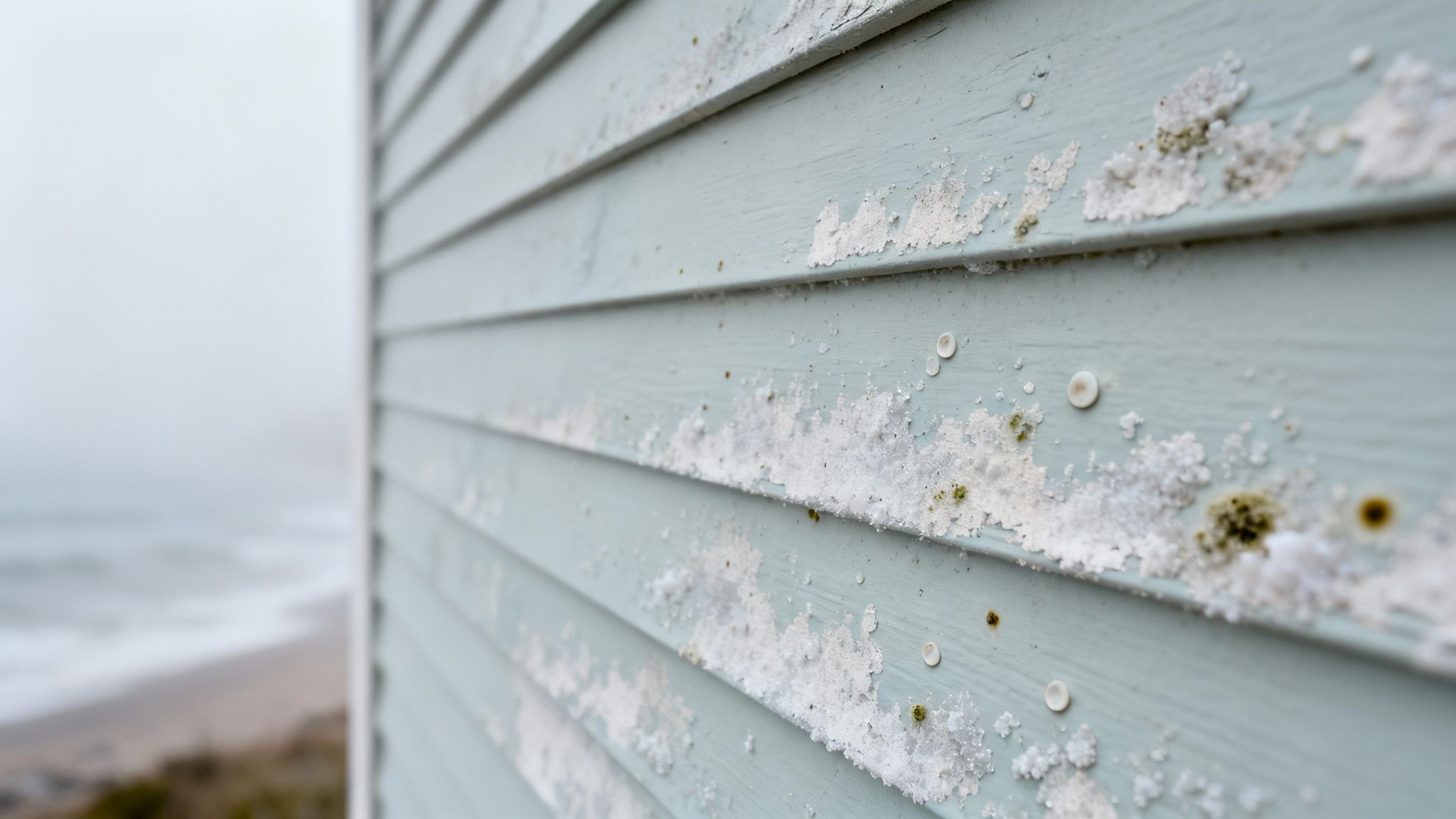 A coastal home in Monterey County with a pristine paint job, showcasing the beautiful but harsh environment.