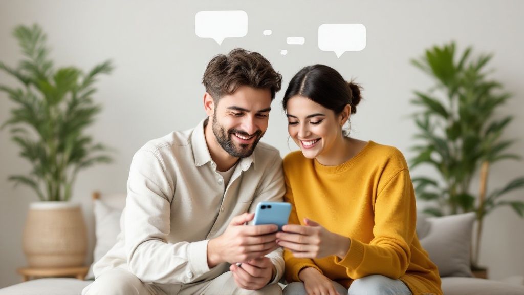 An open laptop on a desk with a phone and a notebook nearby, symbolizing organized and accessible tenant communication.