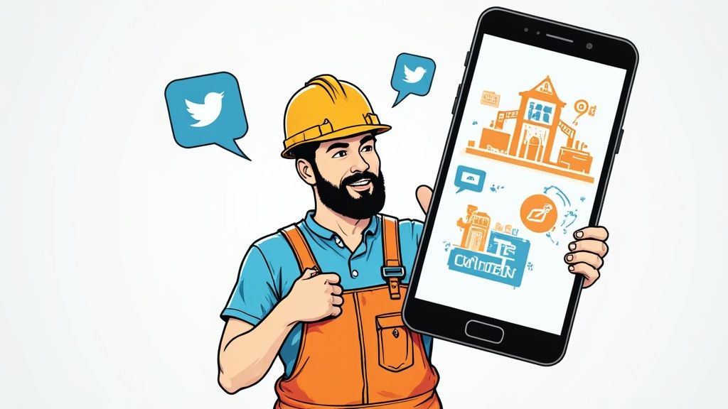 Social media marketing for contractors showing engagement on different platforms