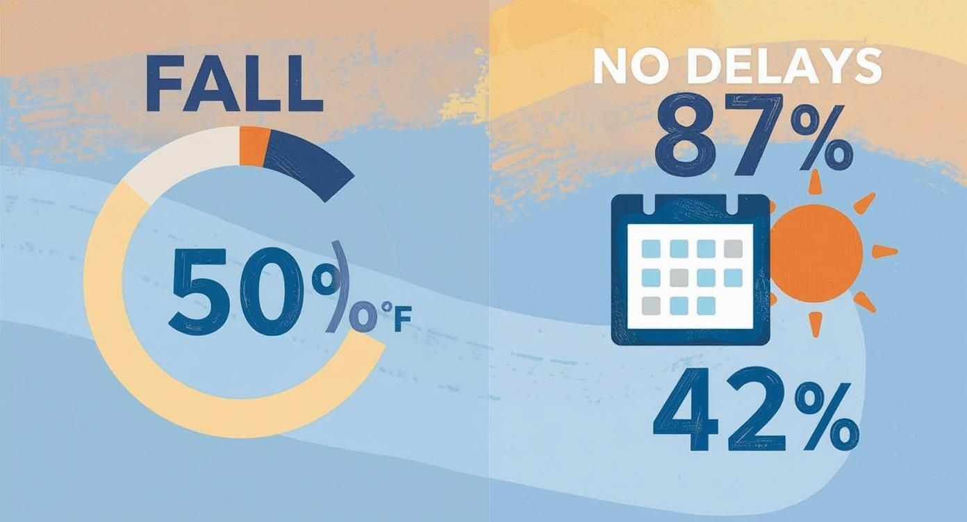 Infographic about why fall & winter are crucial seasons for exterior painting in monterey county