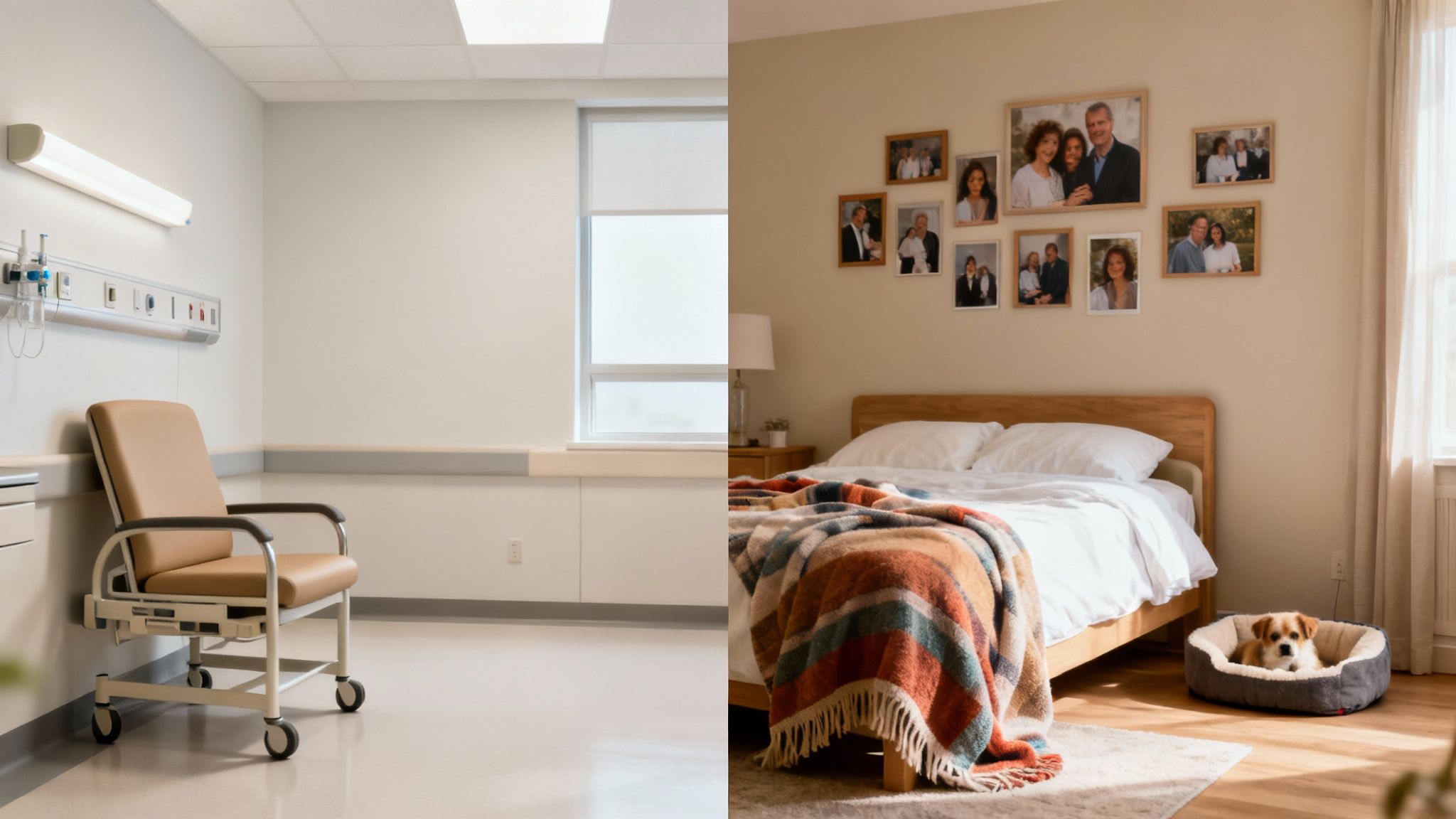 A tranquil home setting with a comfortable chair by a window, symbolizing peace and familiarity.