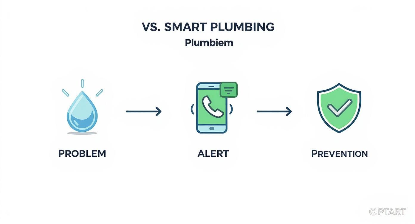 Infographic about from leaks to leak alerts: how smart plumbing devices are changing home maintenance