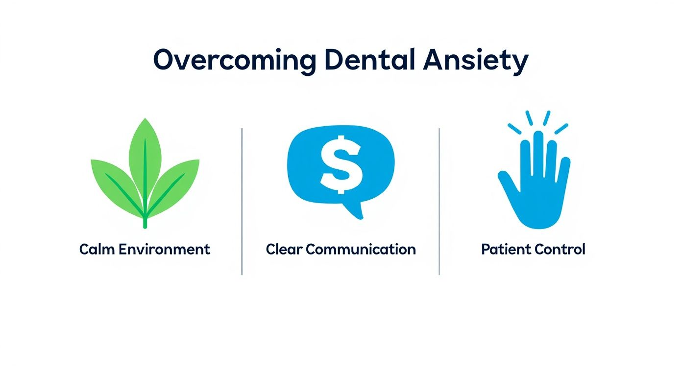 Infographic about how today’s dental practices help adults overcome anxiety—without relying solely on sedation