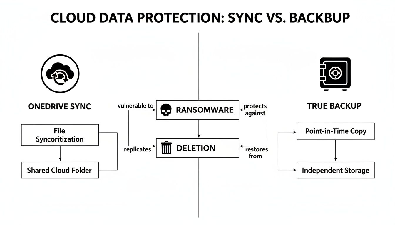 Infographic about the biggest backup mistake smbs make with onedrive