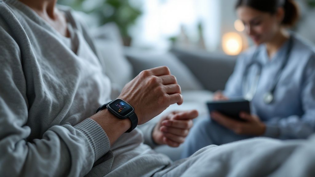 A diverse medical team from Central Coast VNA reviewing patient charts together.