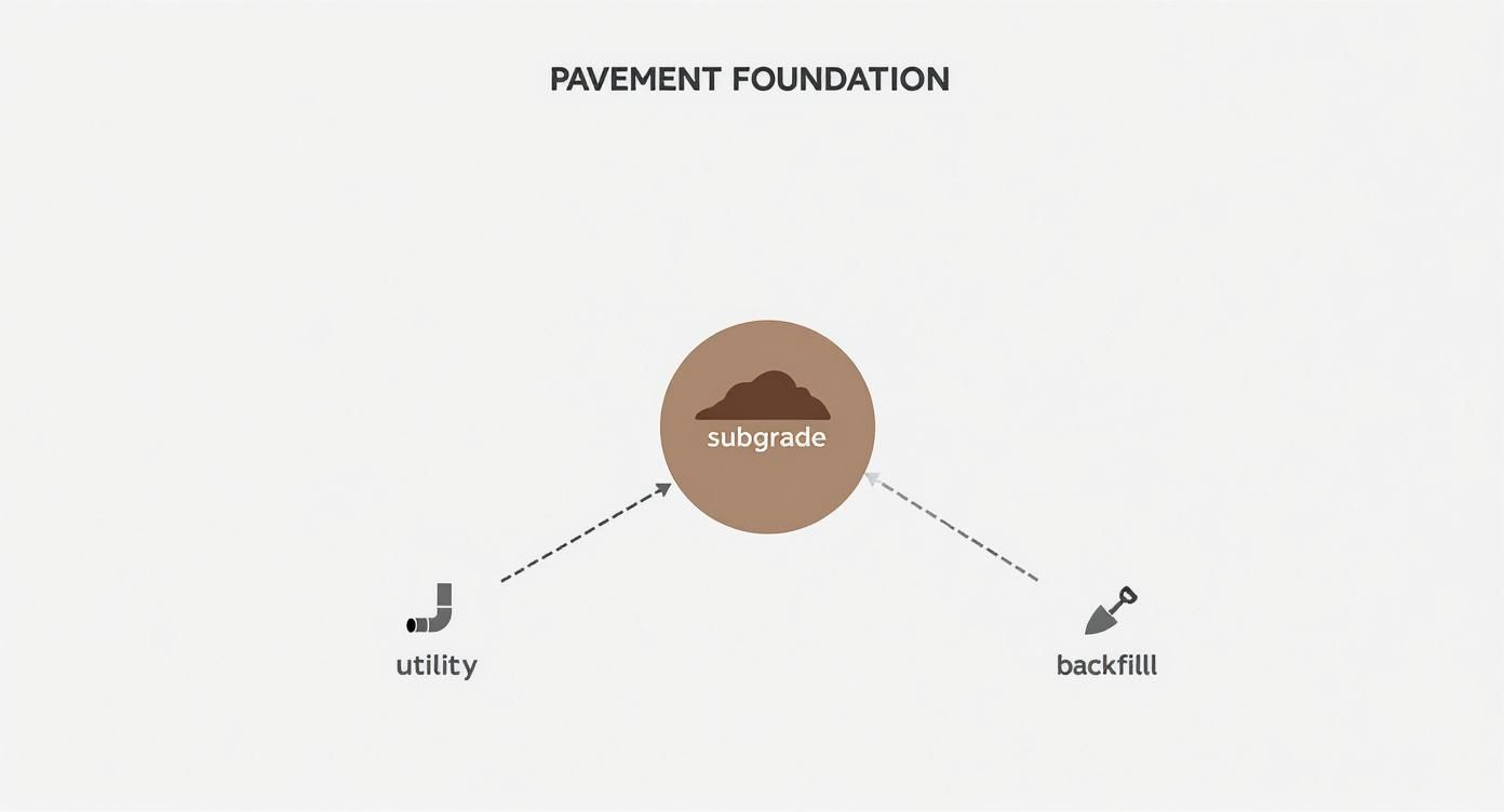 Infographic about beyond potholes: how subsurface utility conditions impact pavement performance this winter