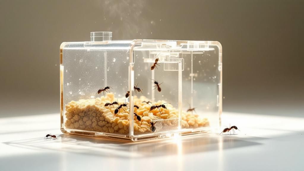 Worker ants carrying food back to their nest, illustrating the baiting process.