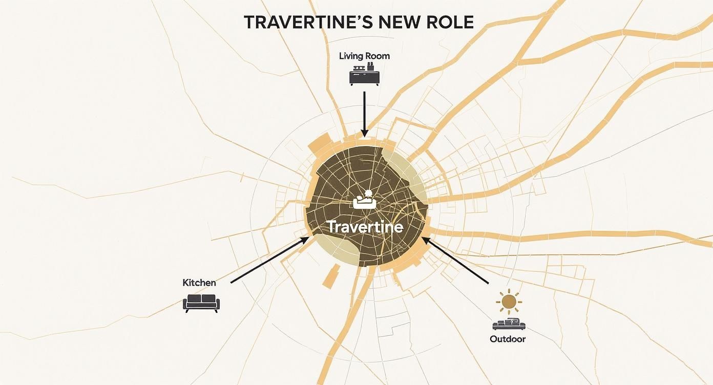 Infographic about beyond the bathroom: how travertine is defining luxury design in 2025