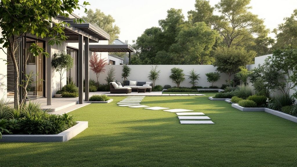 A thoughtfully designed hardscape patio with integrated lighting and seating in the Lehigh Valley