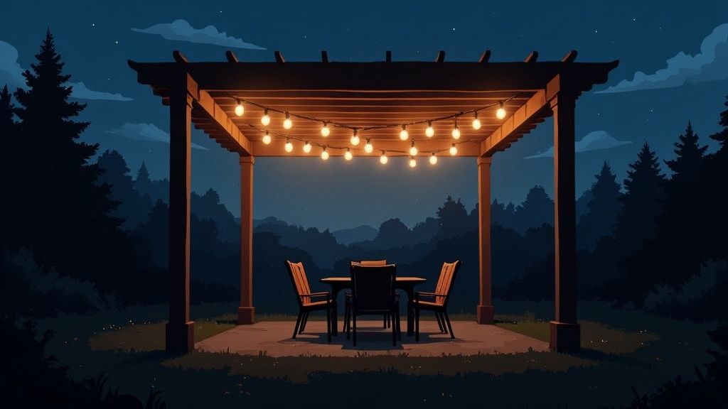 String Light Canopies and Pergola Lighting