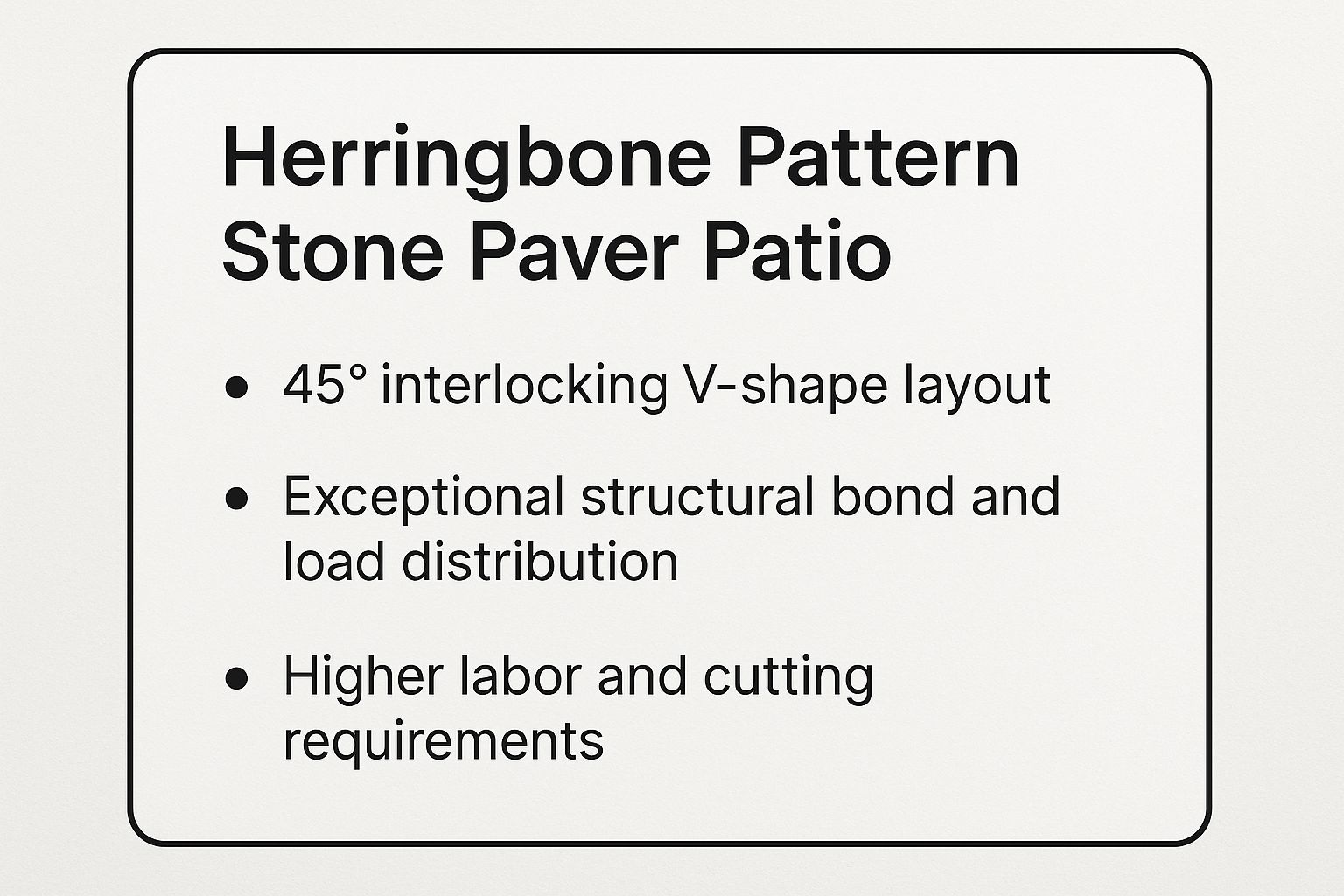 Infographic showing key data about Herringbone Pattern Stone Paver Patio