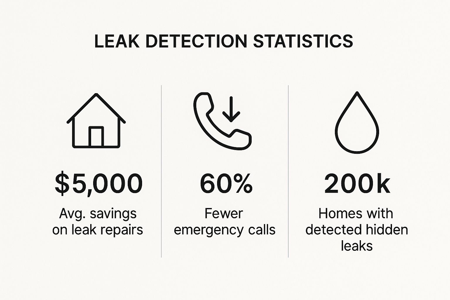 Infographic showing key data about 1. Meticulous Leak & Water Damage Detection