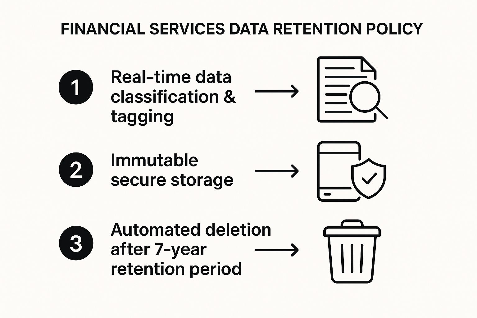 Infographic showing key data about Financial Services Data Retention Policy