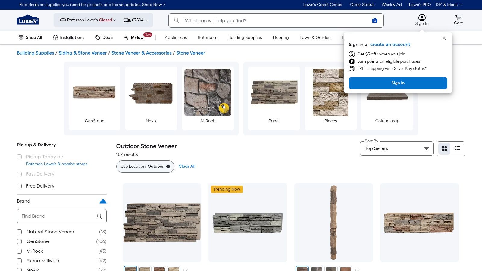 Lowe's outdoor kitchen stone veneer selection