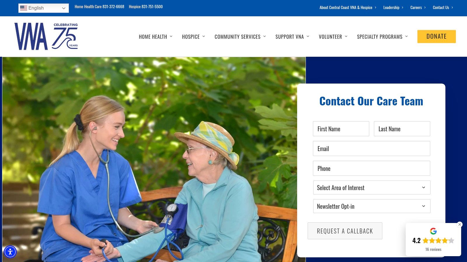 A compassionate healthcare professional assists an elderly patient at home, showcasing in-home care services.