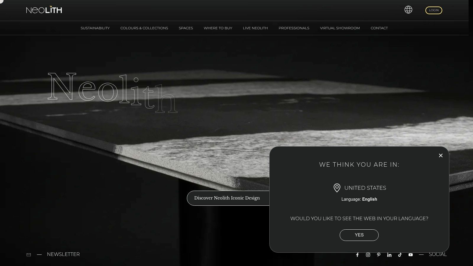 Neolith (sintered stone brand site)