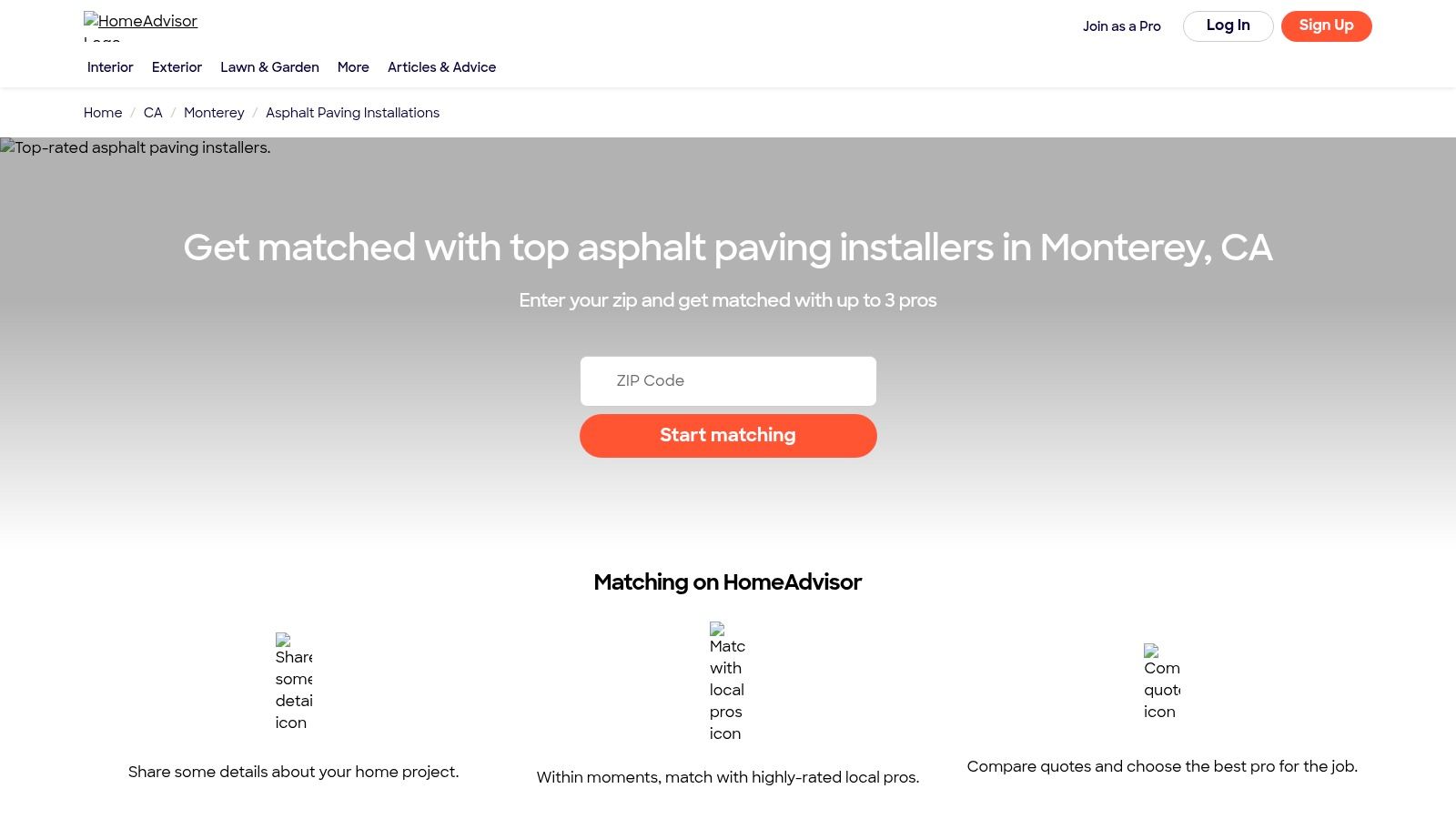 HomeAdvisor — Monterey, CA Asphalt Paving/Repair Pros