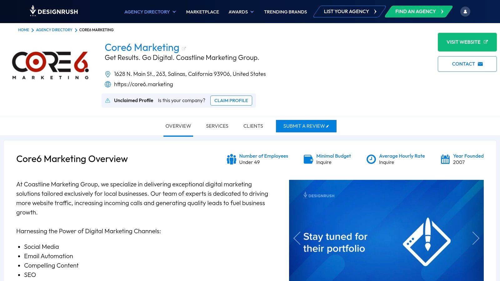 DesignRush (agency marketplace listing)