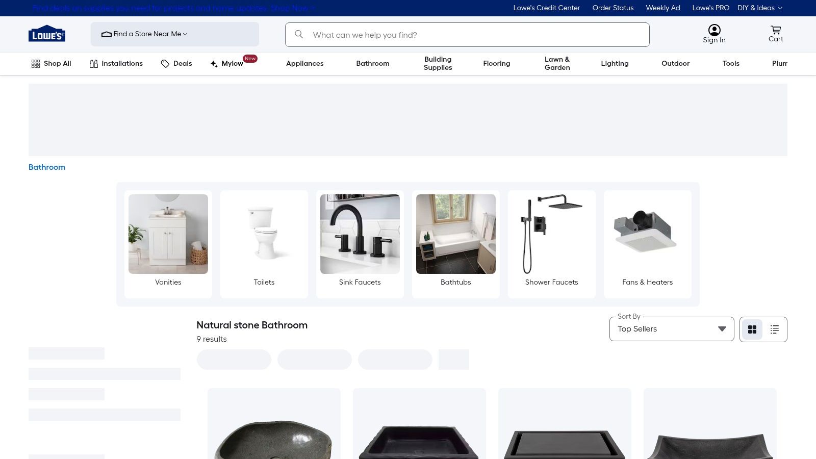 Lowe's natural stone bathroom products