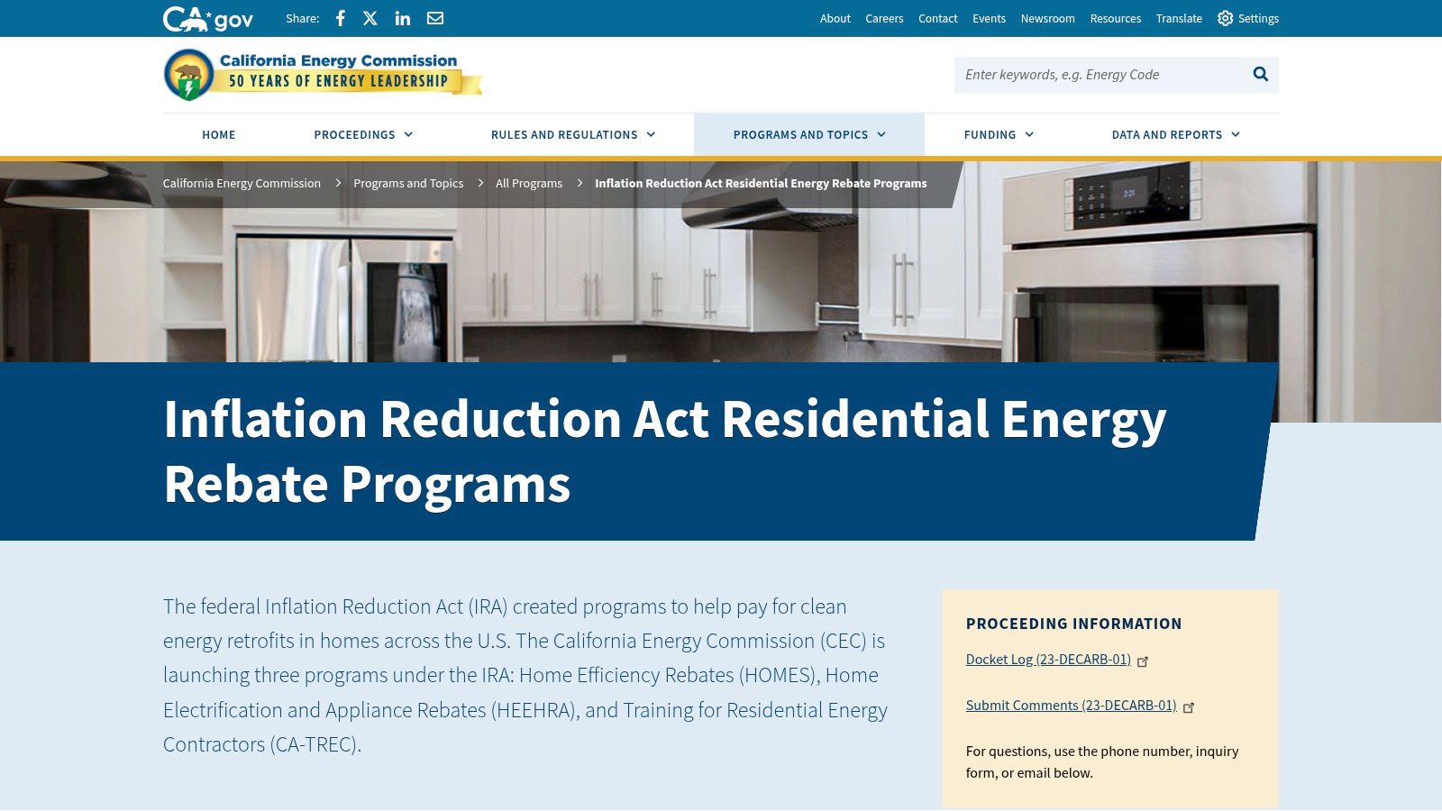 California Energy Commission – IRA Home Energy Rebates (HEEHRA / HOMES)