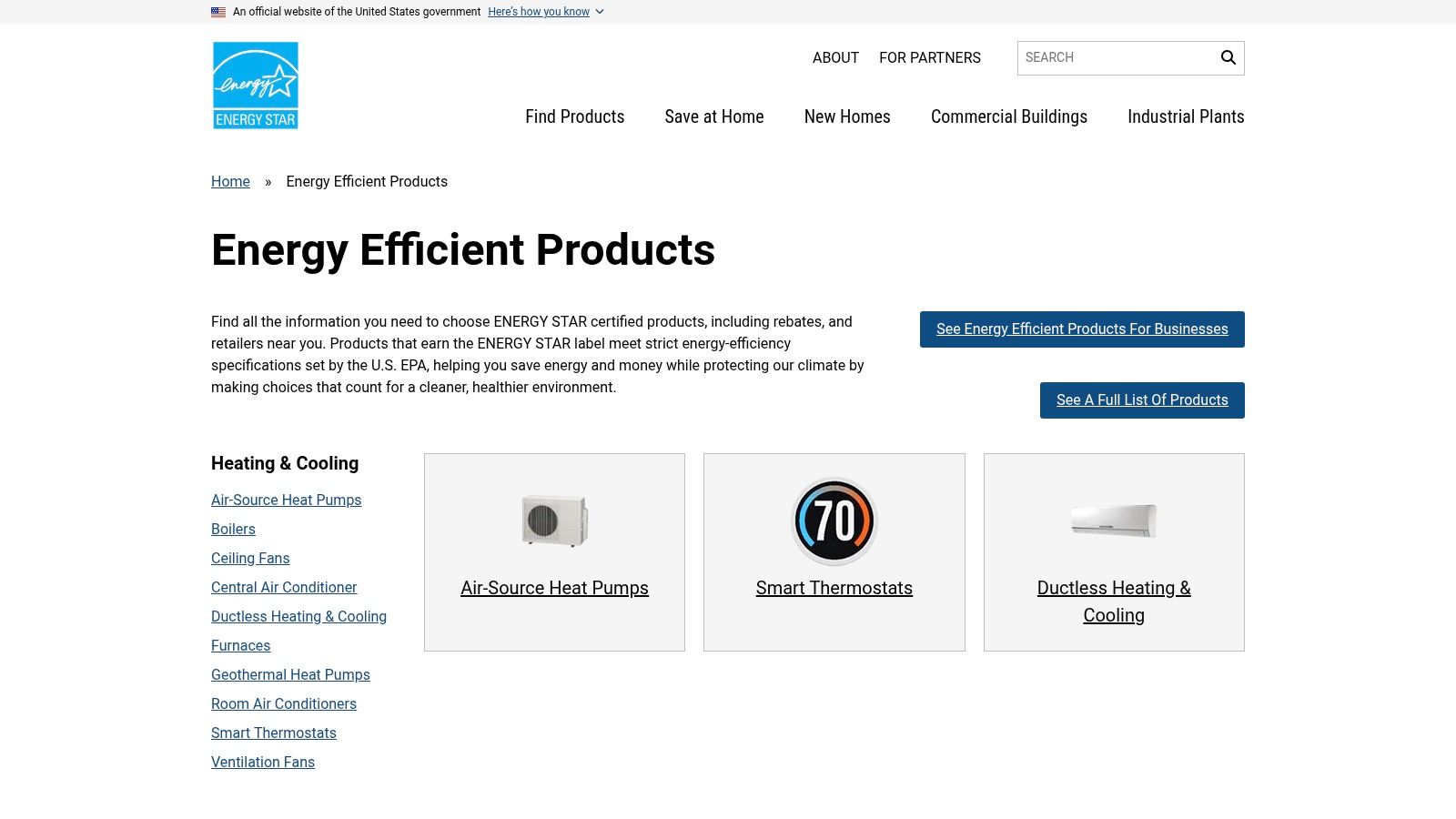 ENERGY STAR (Product Finder & Rebate Finder)