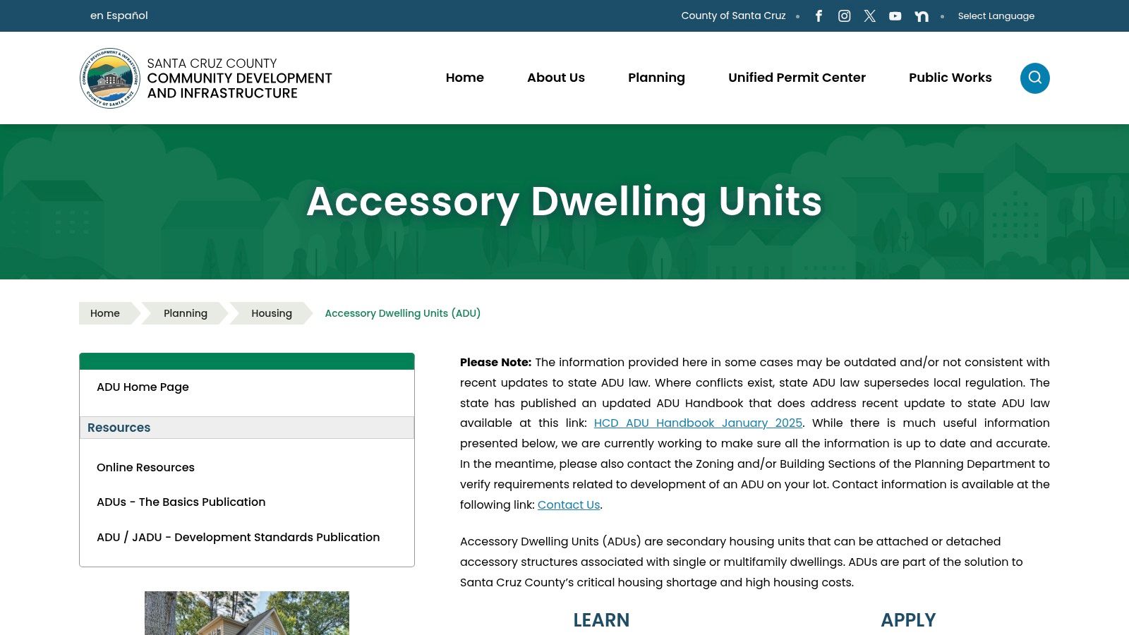 Santa Cruz County – ADU Resources (including Forgivable Loan Program reference)