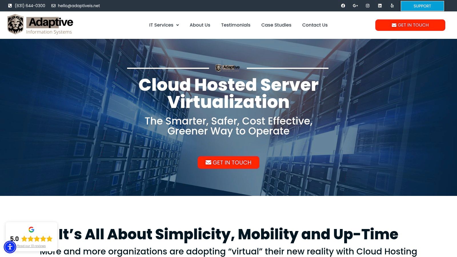 Adaptive Information Systems: Cloud Hosted Server Virtualization