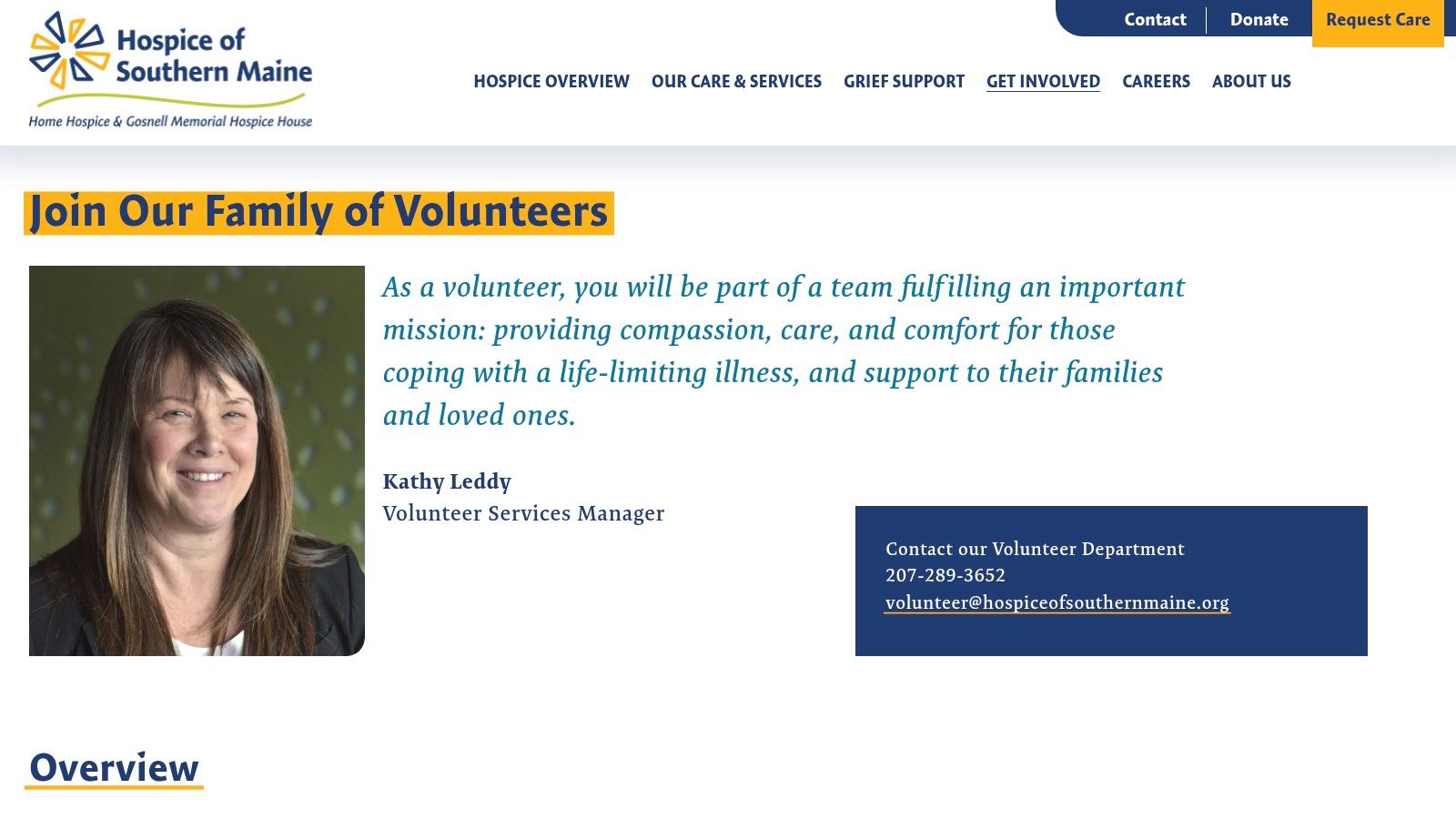 Hospice of Southern Maine Volunteer Program