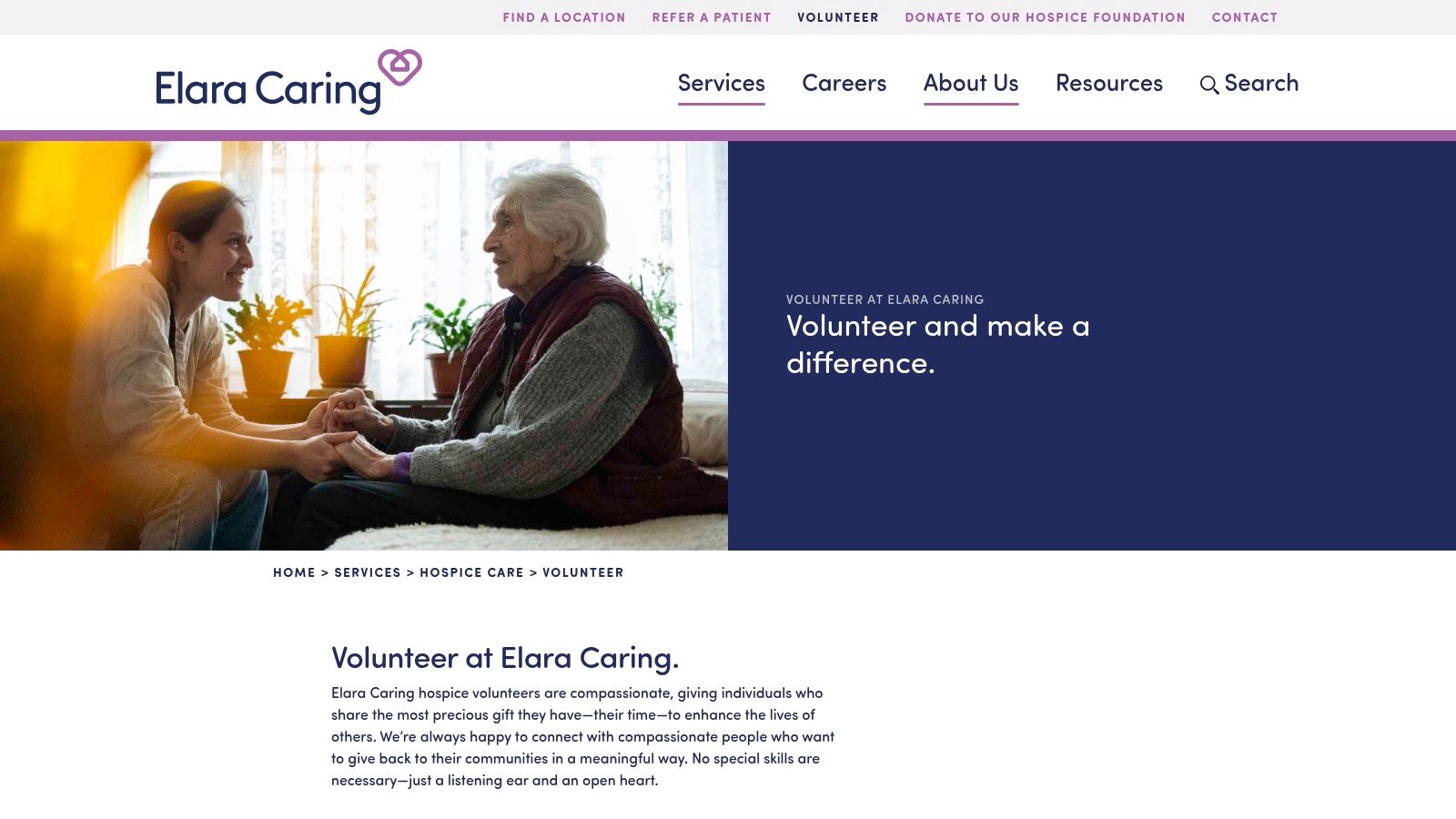 Elara Caring Hospice Volunteer Program