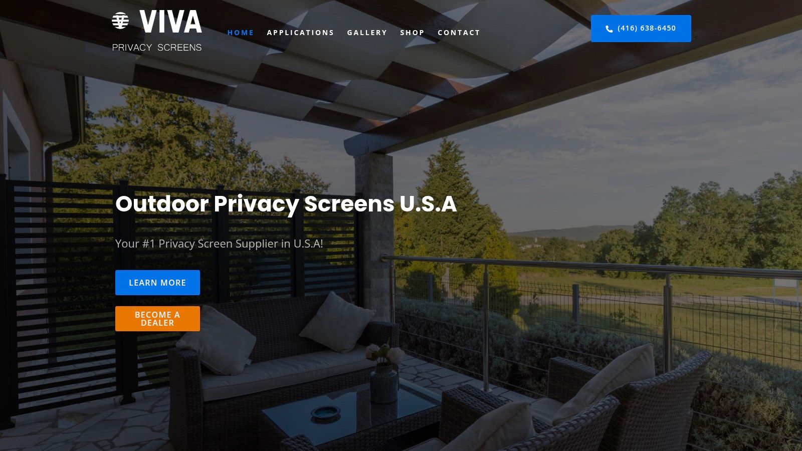 A stylish outdoor privacy screen from Outdoor Privacy Screens USA installed on a modern deck, showing its sleek aluminum design.