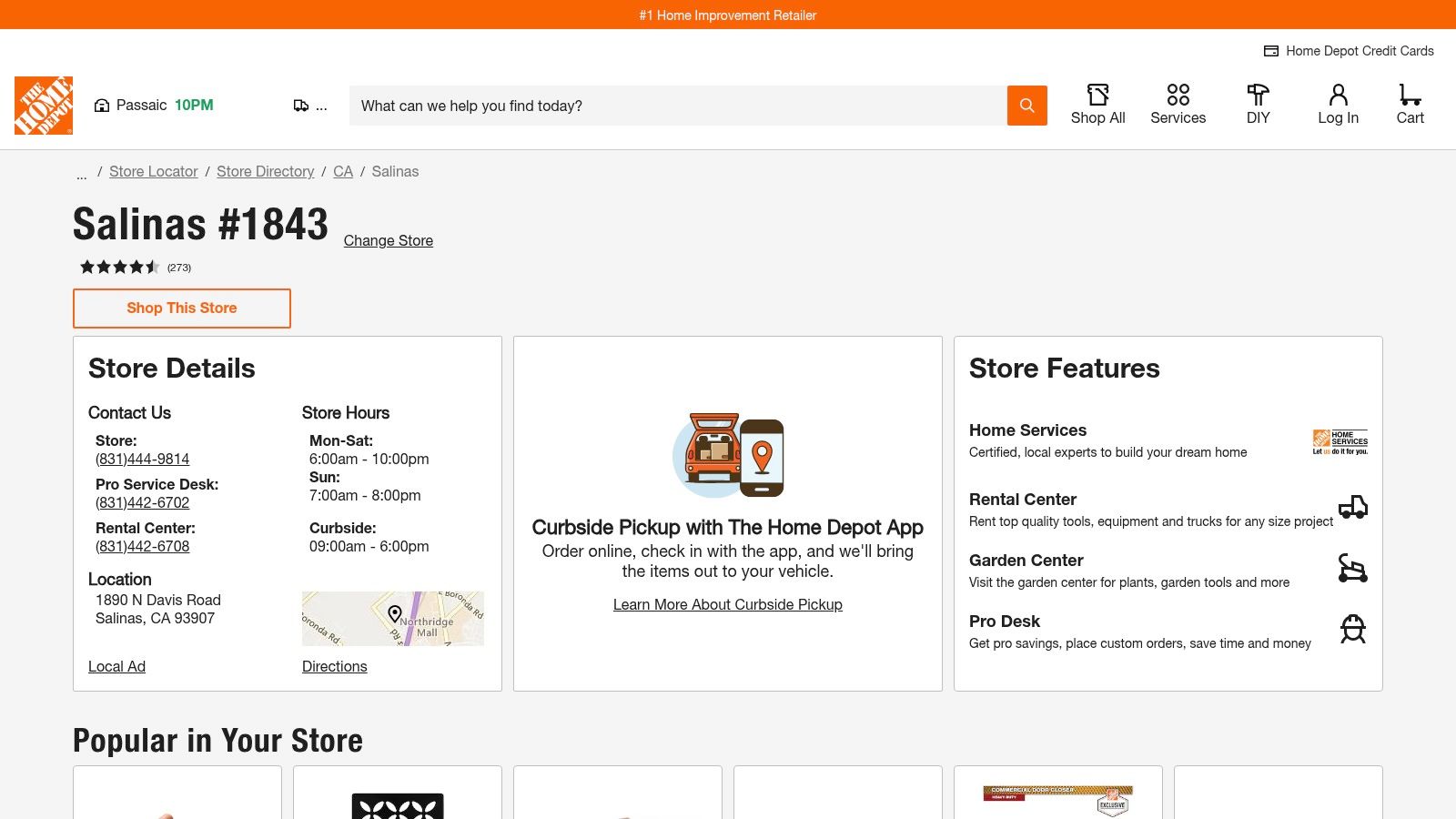 The Home Depot – Salinas store