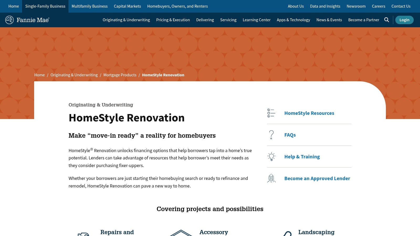 Fannie Mae – HomeStyle Renovation (ADU-eligible)