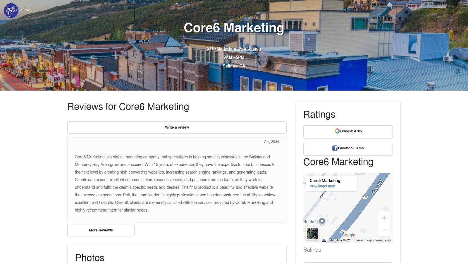 BestProsInTown — Core6 Marketing Reviews (Salinas)