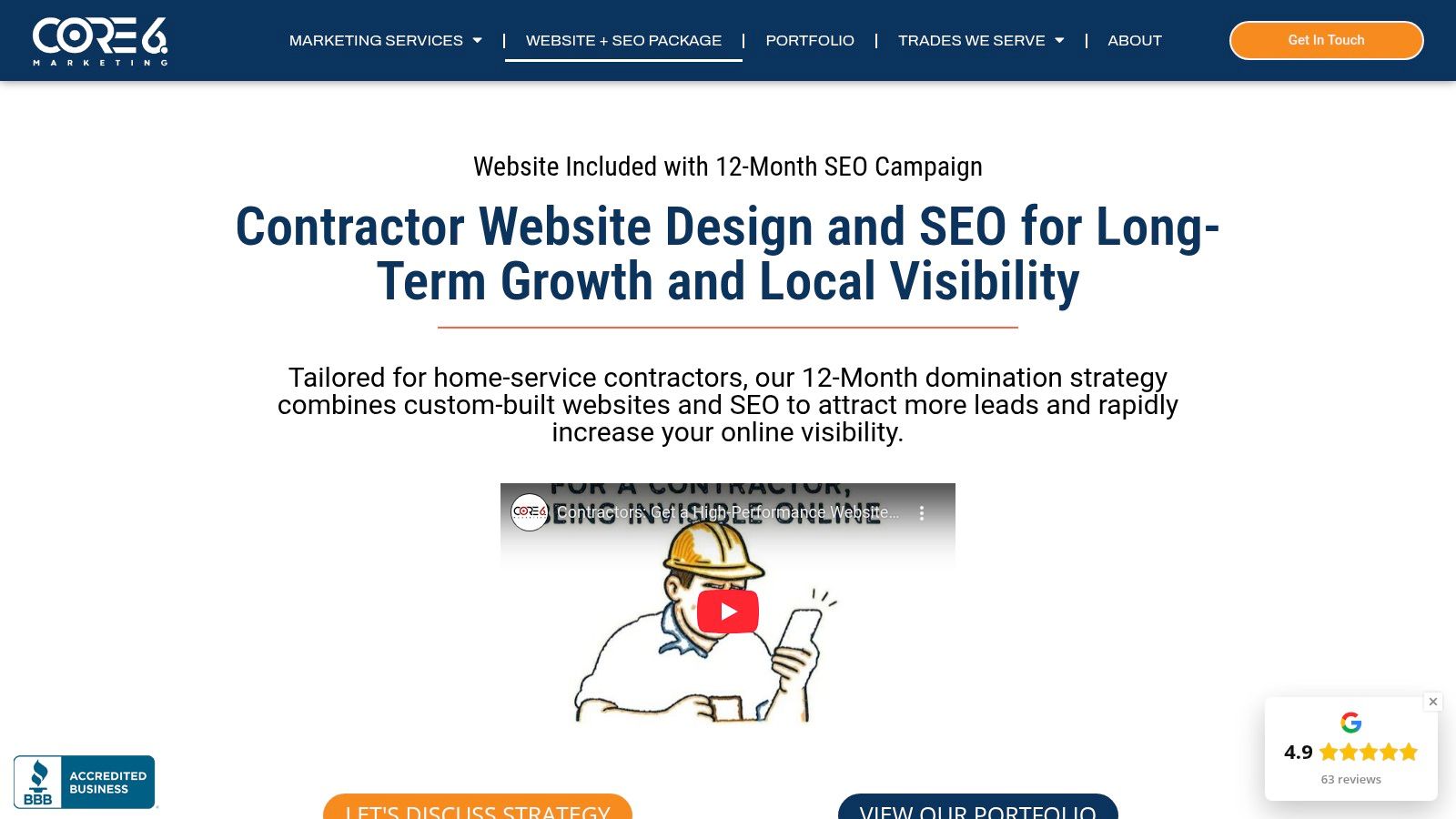 Core6 Marketing — Contractor Website Design and SEO (official service page)