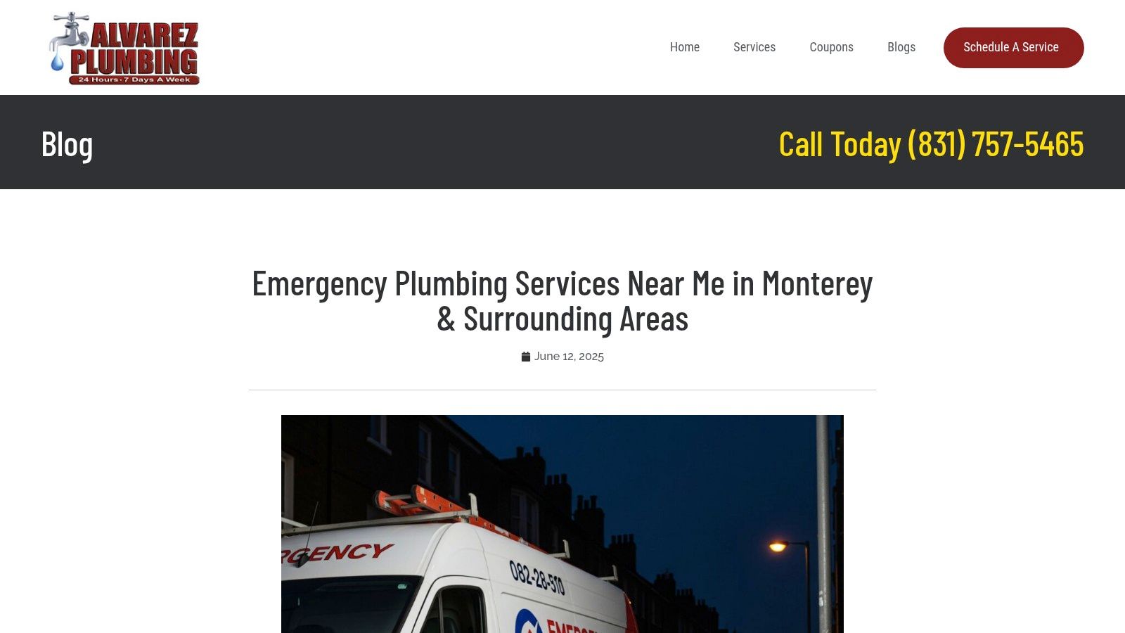 Alvarez Plumbing — Monterey/Salinas 24/7 Emergency