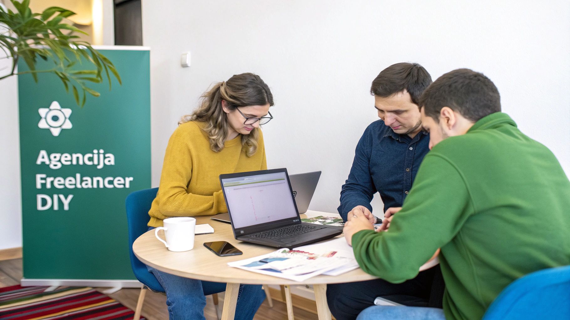 Osoba bira između tri opcije na ekranu