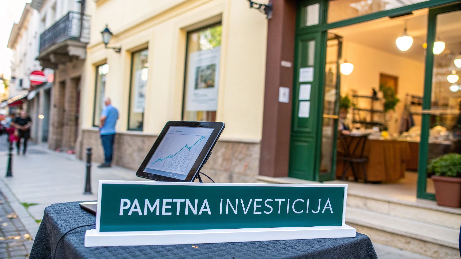 Žena kupuje online koristeći laptop i kreditnu karticu, simbolizirajući jednostavnost e-trgovine.