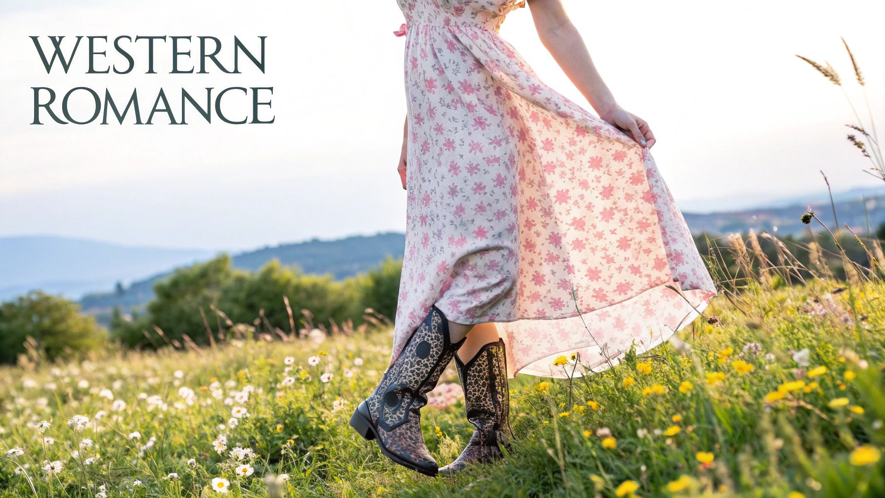 Flowy Midi Sundress with Western Boots