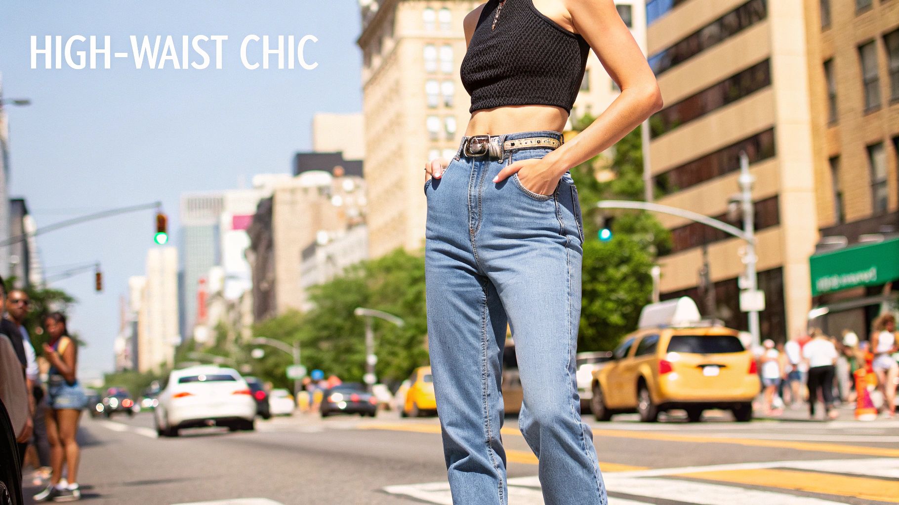 High-Waisted Jeans with Crop Top