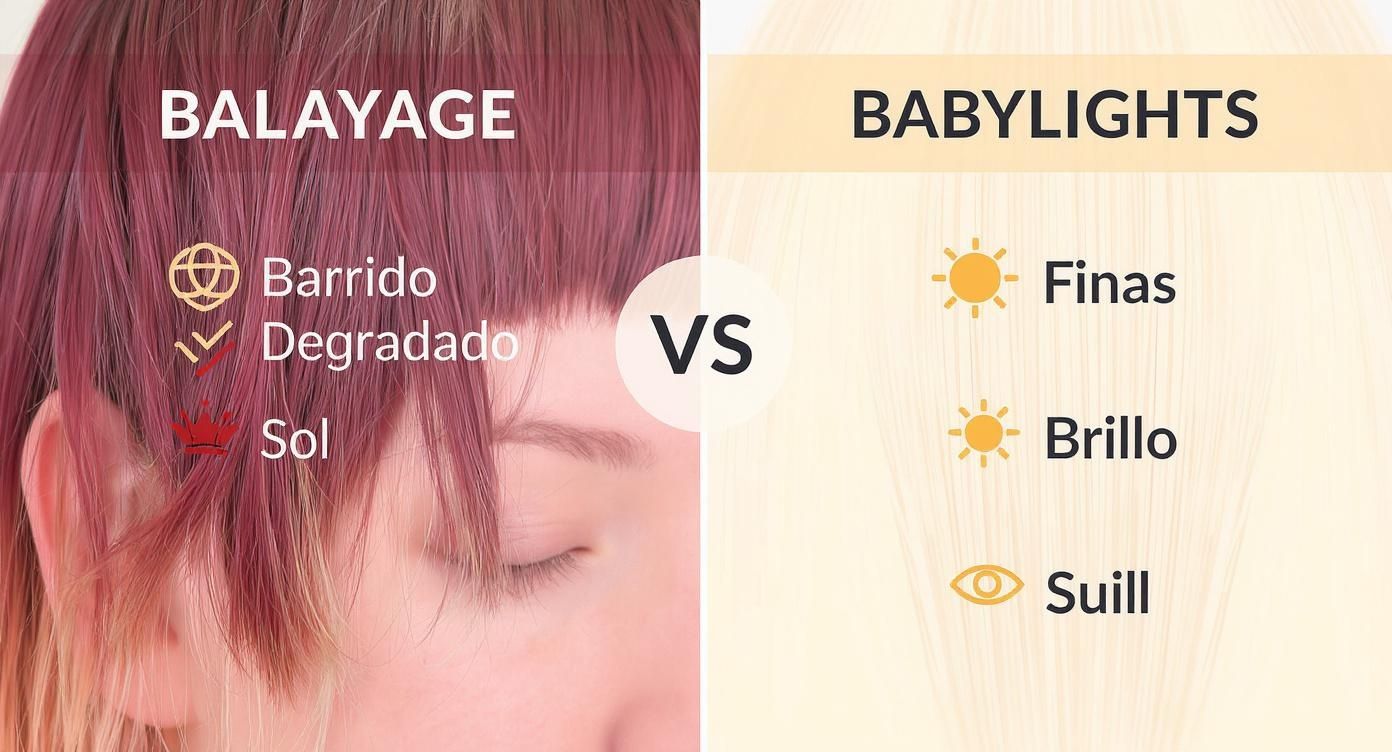 Infographic about diferencia entre balayage y babylights