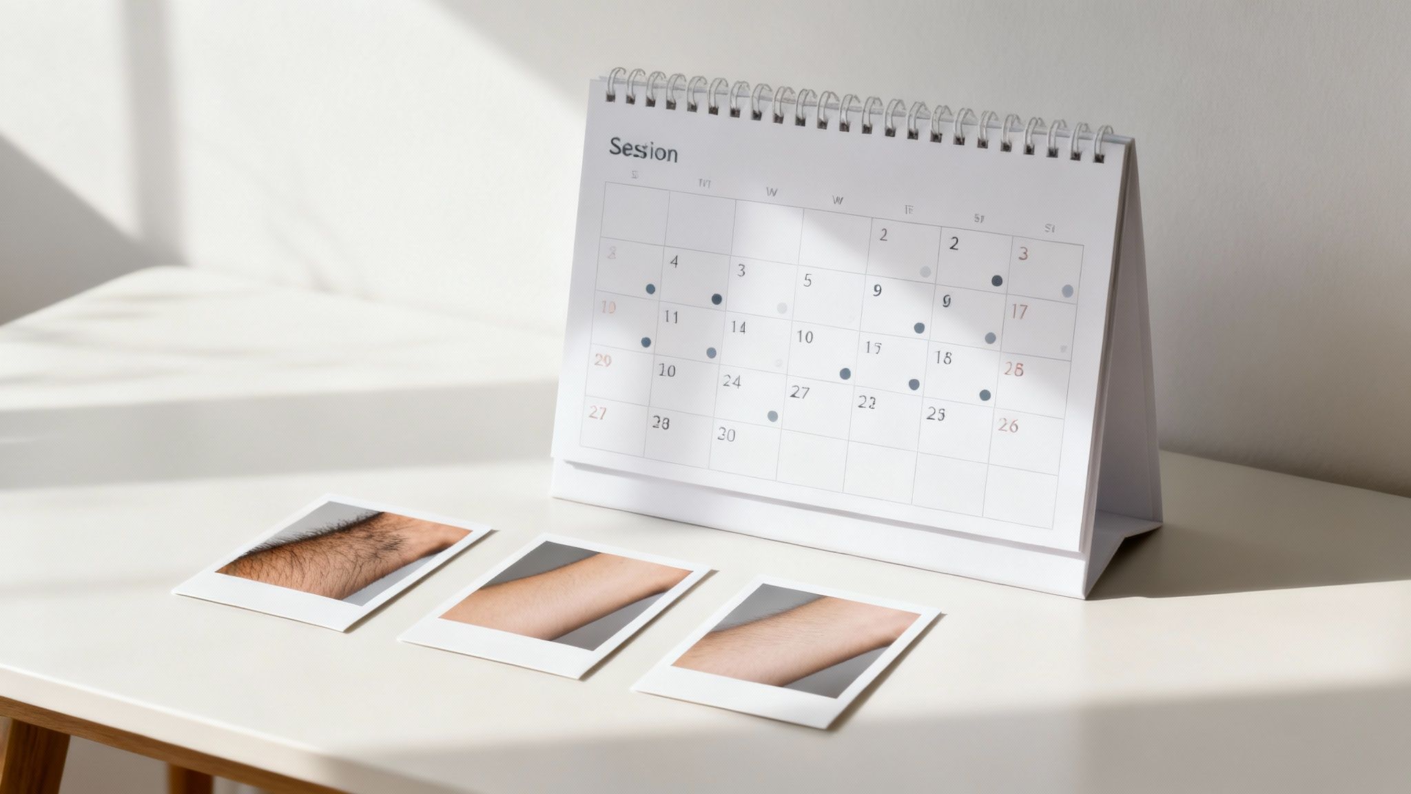 Calendario de citas para sesiones de depilación láser.