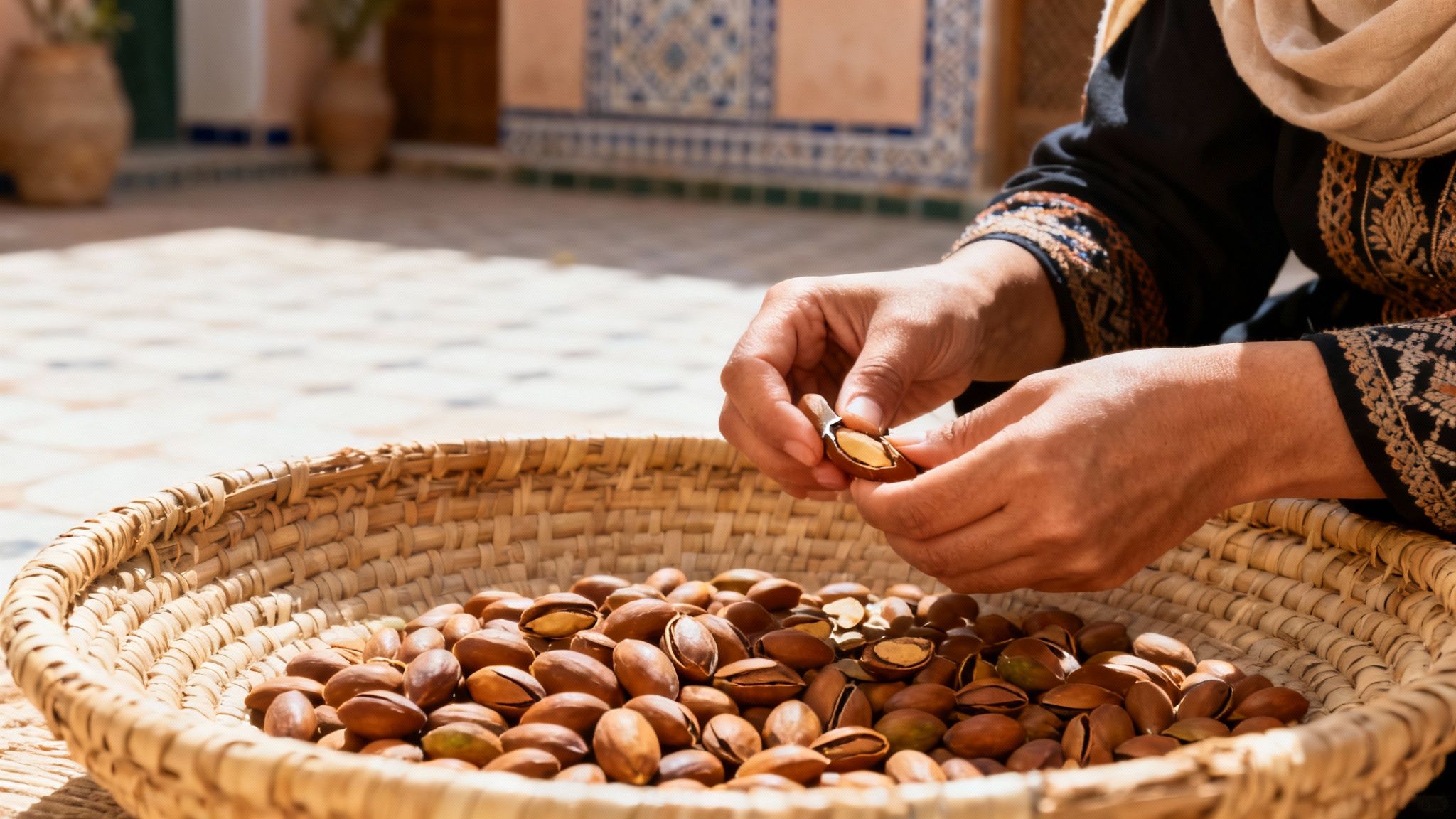 Frutos y aceite del árbol de Argán